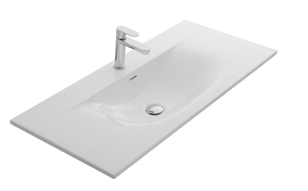 Mette keramische wastafel 100cm - Glanzend wit
